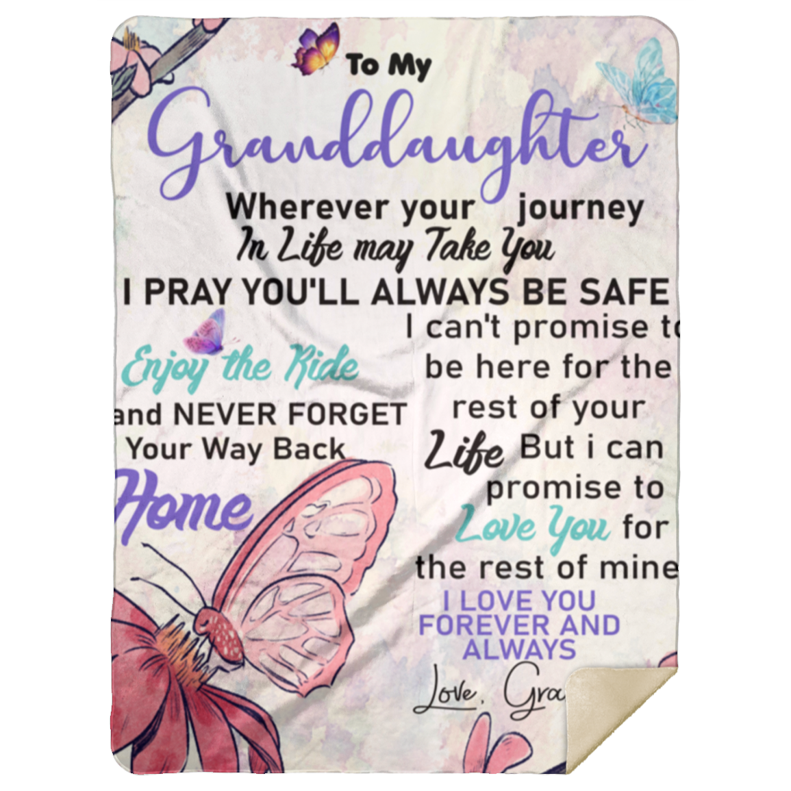 Grandma's Prayer For  Granddaughter Premium Sherpa Blanket