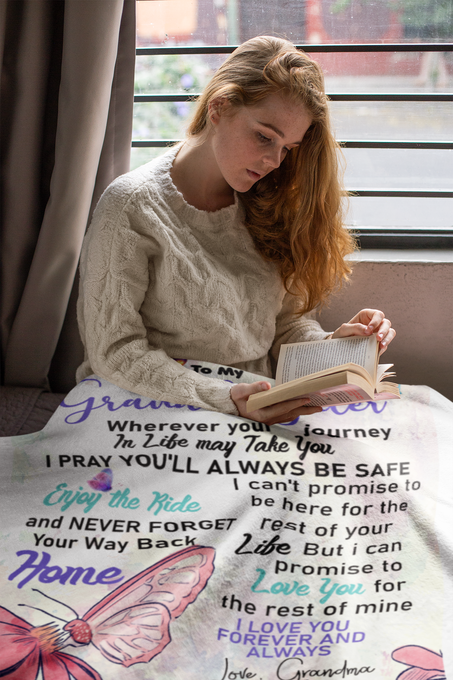 Grandma's Prayer For  Granddaughter Premium Sherpa Blanket