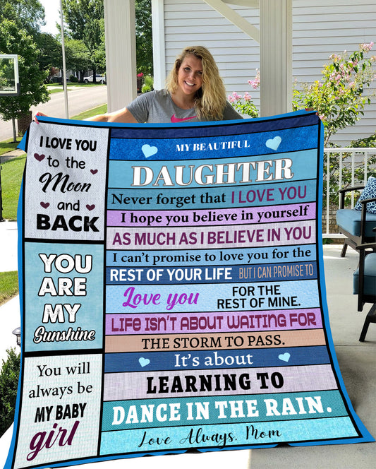 Blue Patchwork Daughter Premium Sherpa Blanket