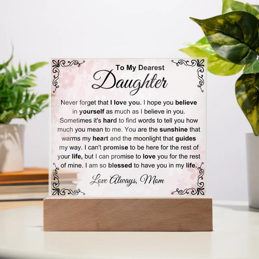 Beloved Brave Courageous Daughter Acrylic Square Plaque