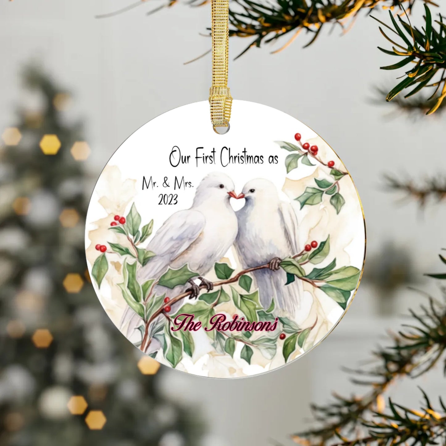 Our First As Mr. & Mrs. Christmas Acrylic Ornament